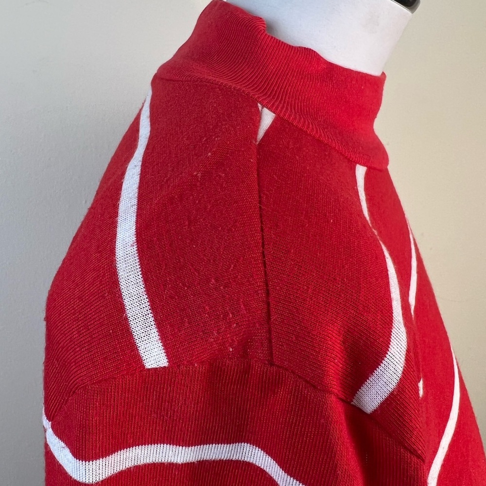 VTG Red & White Stripe Belted T-Shirt Dress - Picture 14 of 14